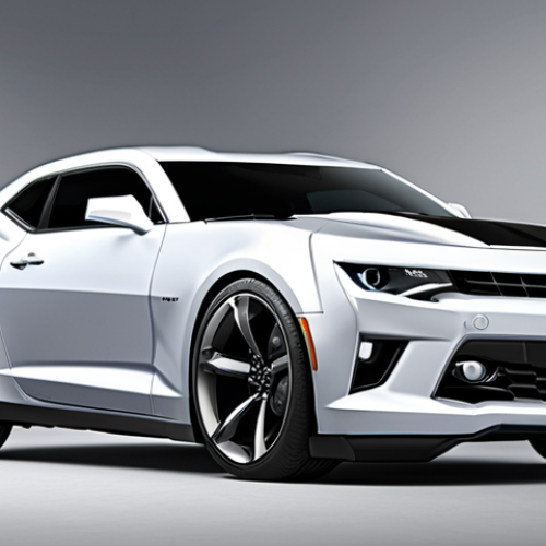 **

A sleek, modern Chevrolet Camaro with sharp lines and a sporty profile. The front grille and headlights are designed to look aggressive, like a predator ready to pounce. The overall aesthetic should appeal to a younger generation and convey a sense of speed and agility.

**